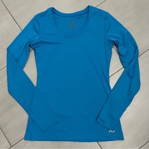 FILA long sleeve blue exercise top size S